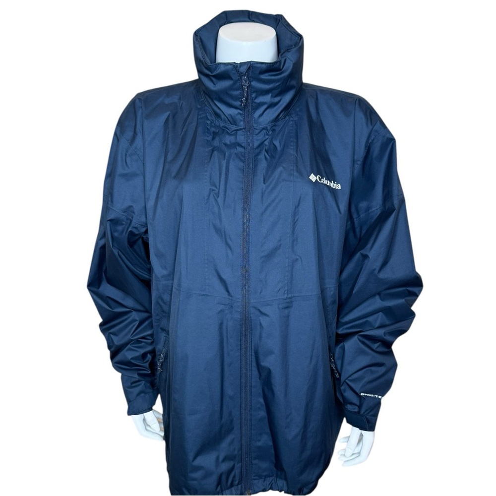 Columbia Omni-Tech Hooded Jacket 1X Waterproof Mesh Lined Lightweight Rain